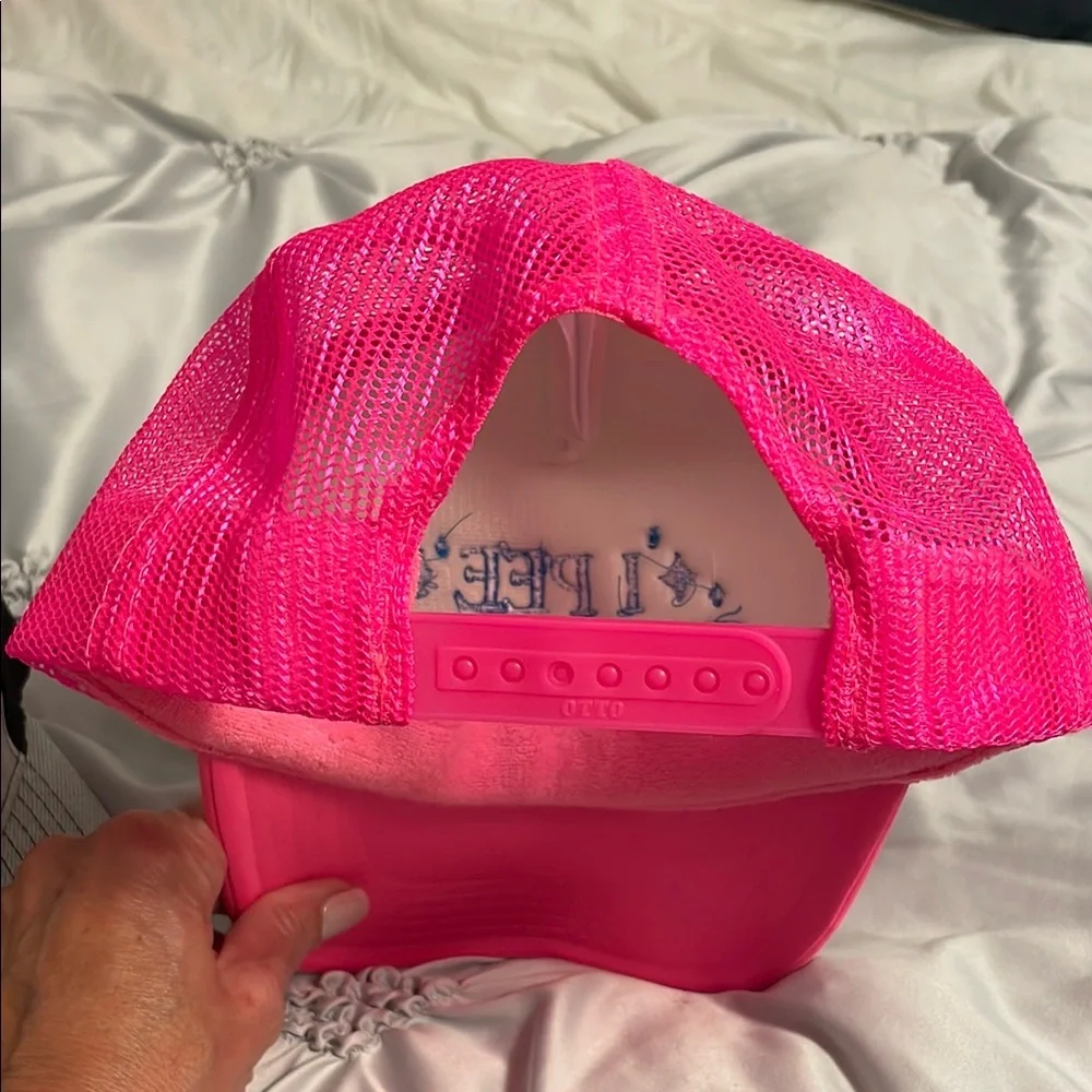 OTTO Neon Pink Trucker Hat with Blue Detail - Picture 2 of 4